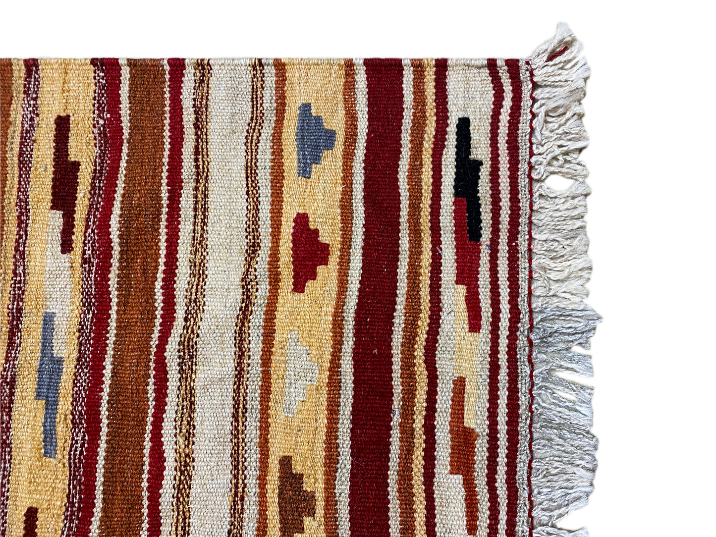 Naturfaser Kelim Qashqai Teppich handgewebt im Rustic Stil