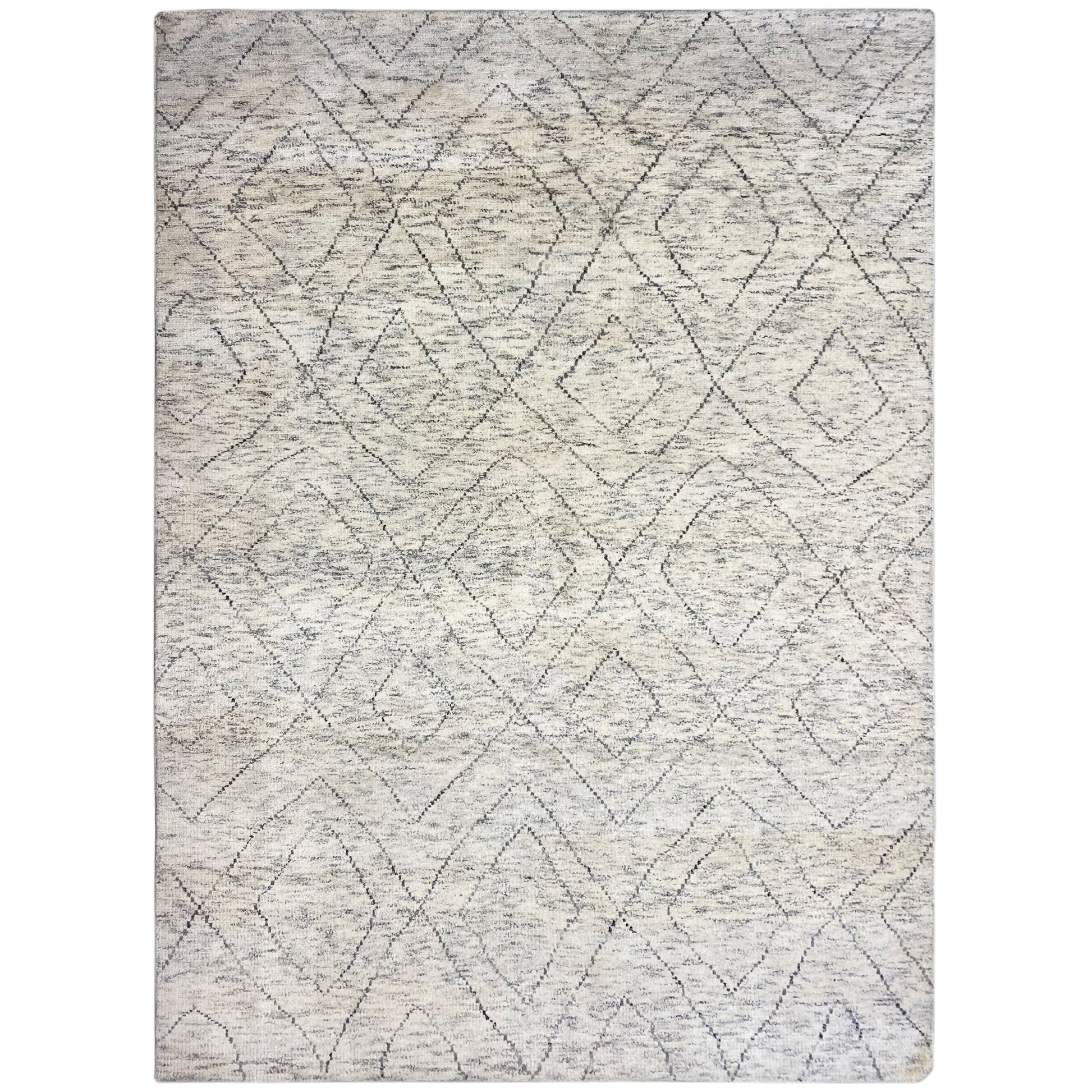 Handgeknüpfter Berber Wollteppich in Hellgrau mit dezentem Muster