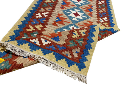 Qashqai Kelim Teppich Naturfaser mit traditionellen Musterdetails